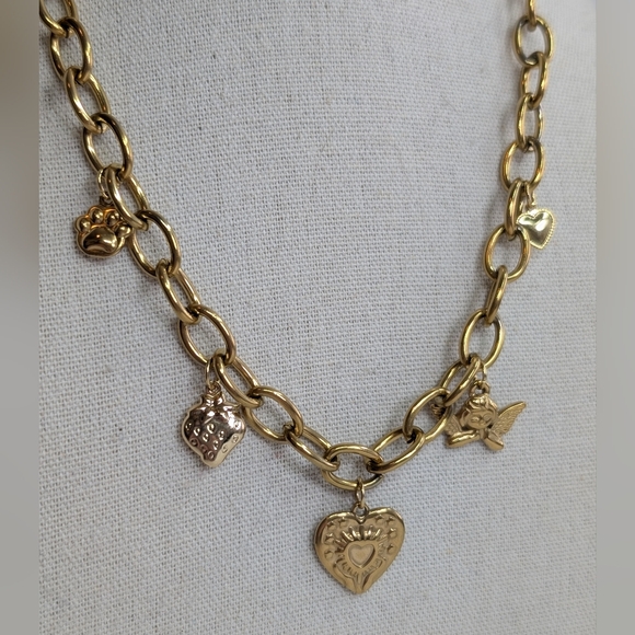 Charm Necklace - Artisan- Gold Plated Hypoallergenic Stainless Steel - J019 - Picture 3 of 5